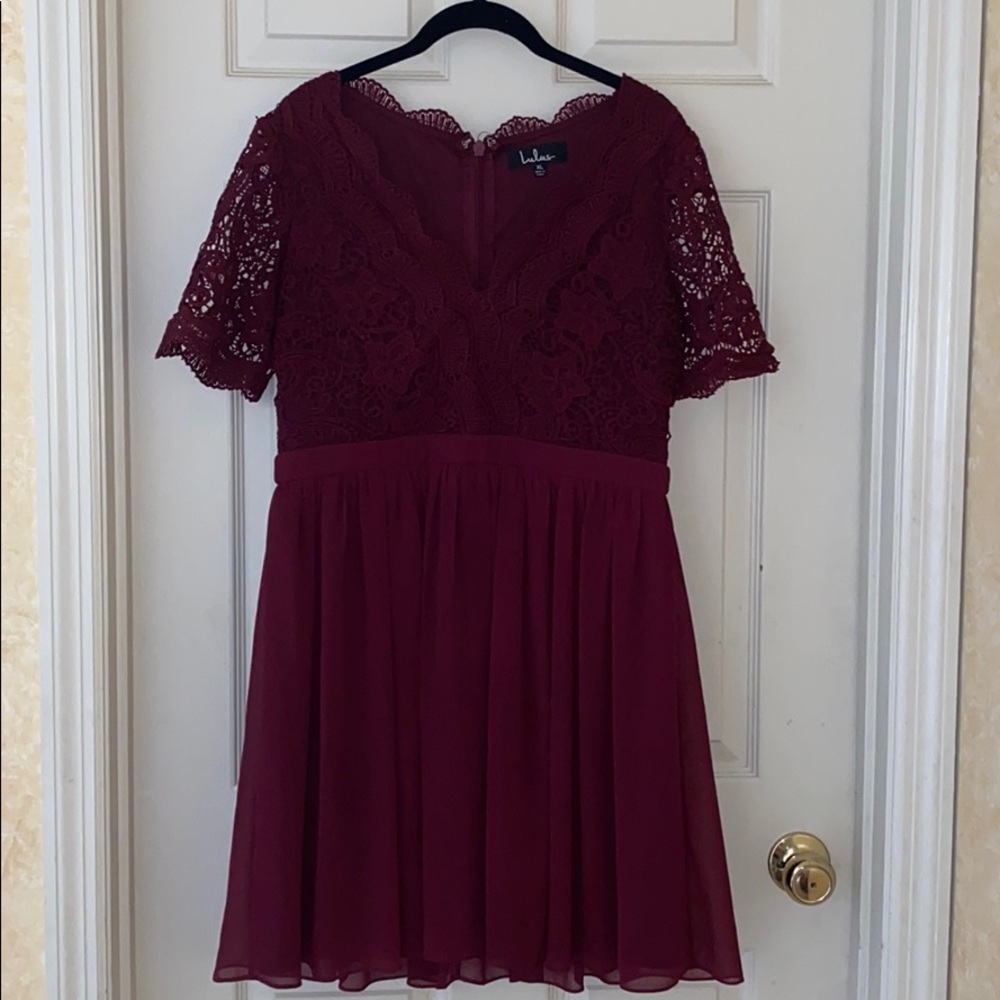 Burgundy Lace Skater Dress
